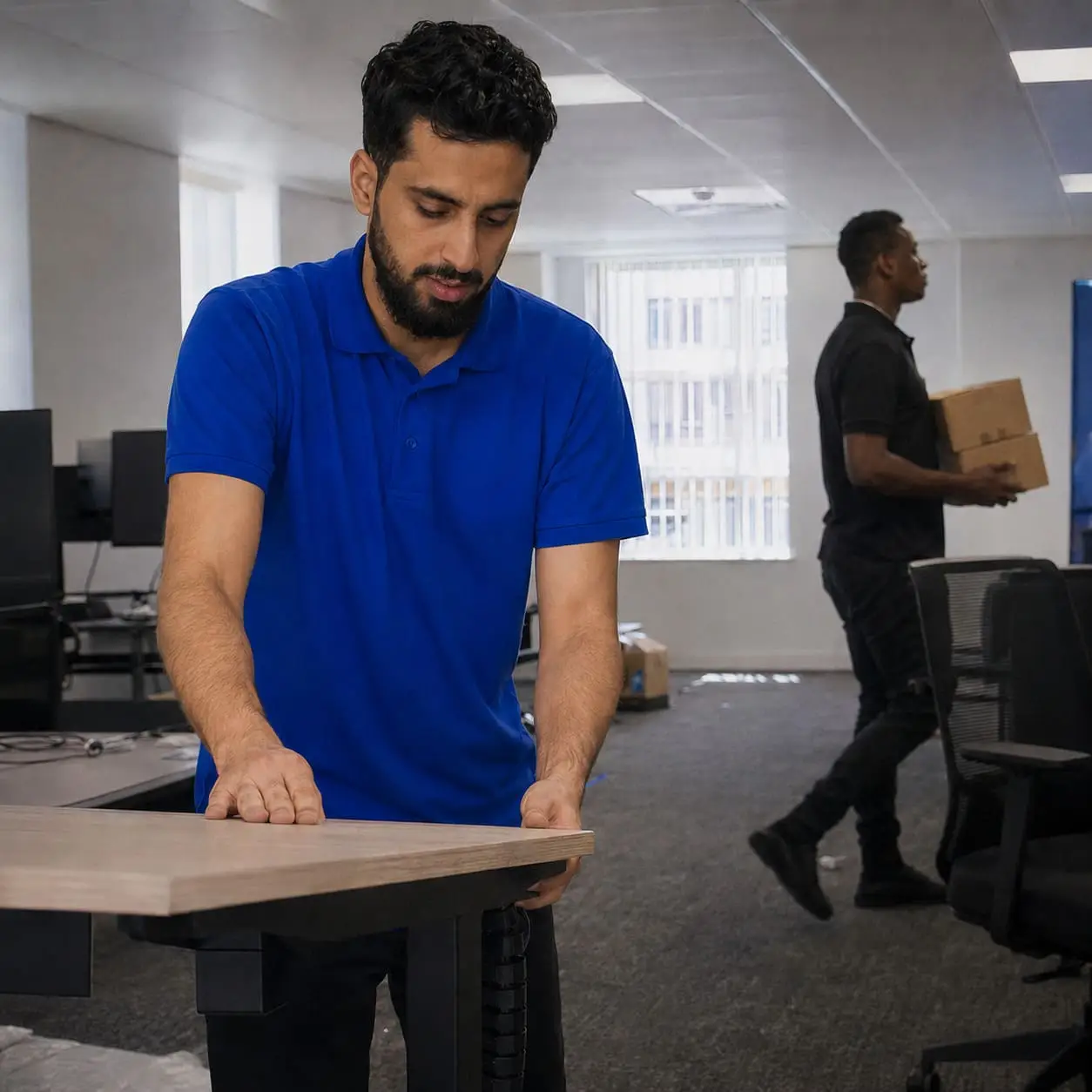 Office furniture installation and workspace setup in modern office – Office Removal Service