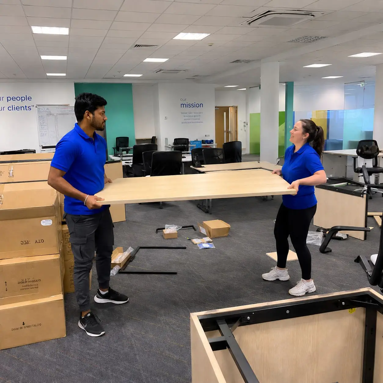 Office staff relocating furniture - Office Moving Service
