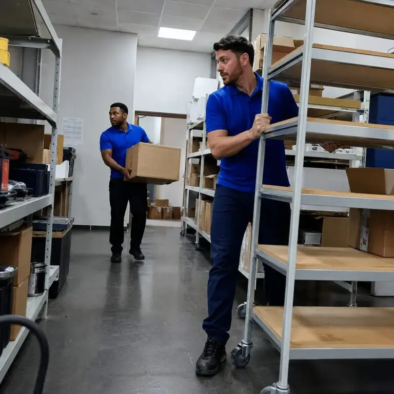 Office storage room relocation with shelving units - Office Removal Service