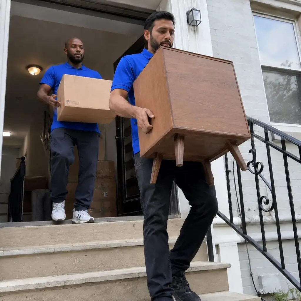 Professional movers handling furniture and boxes with expert care - Flat Moving Service