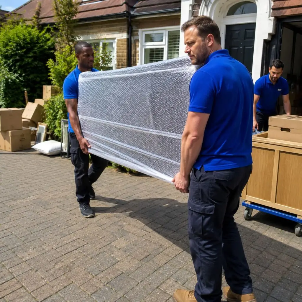 Professional movers moving a tv in a house move - Home Mover Service