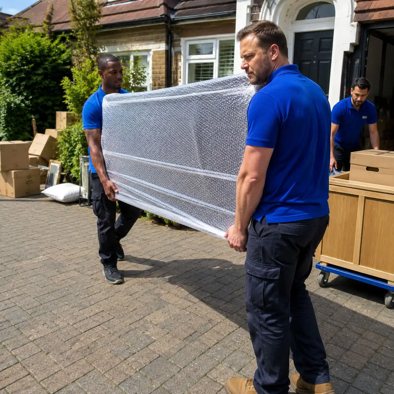 Professional movers moving a tv in a house move - Home Mover Service