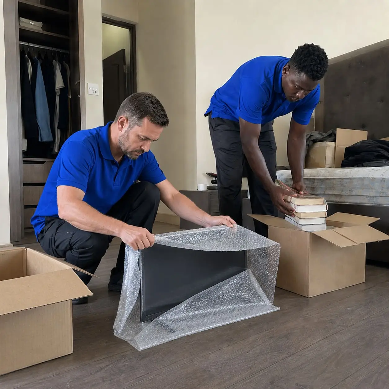 Professional movers packing bedroom belongings carefully – Packing Services