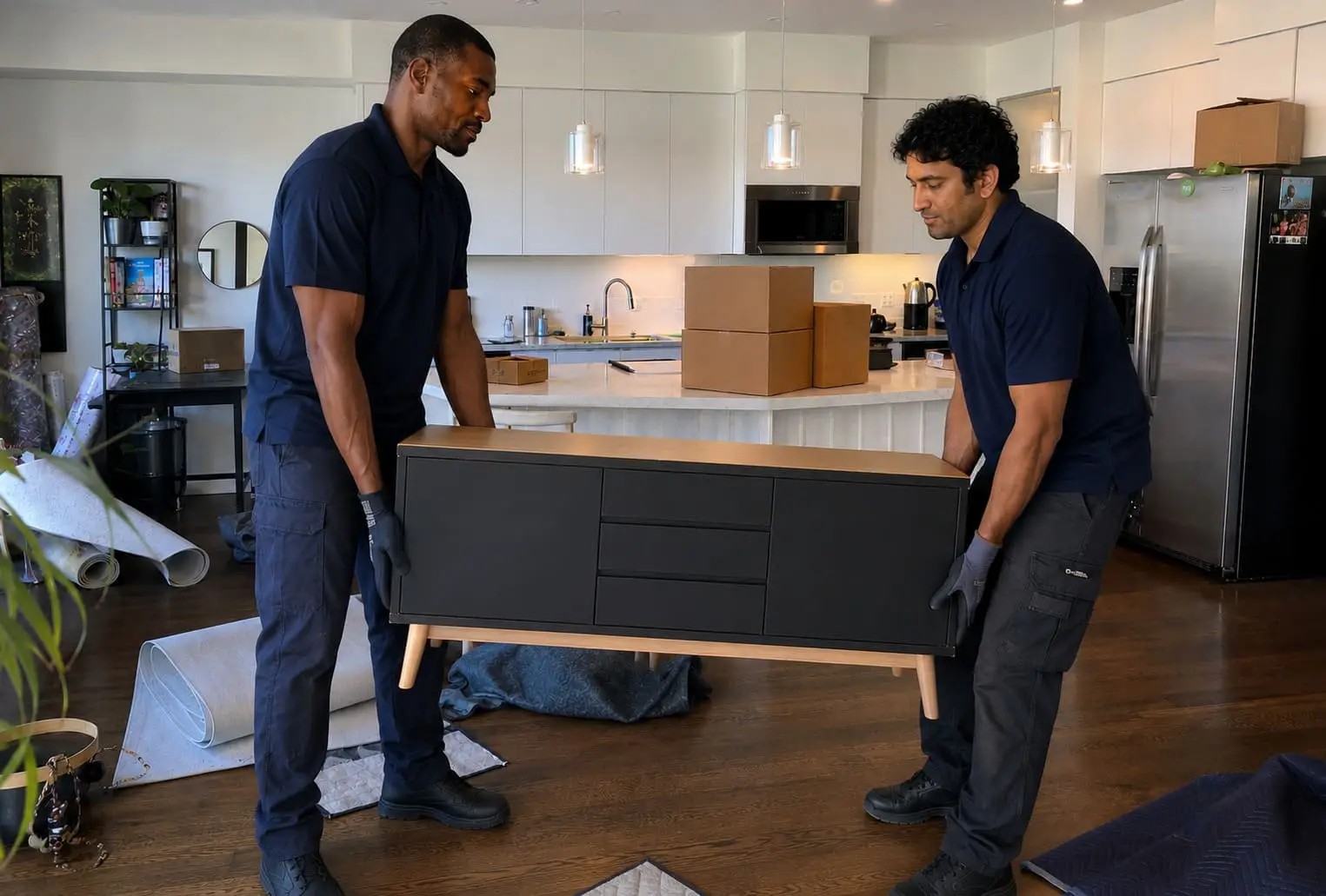 Two removal men moving home furniture – Home Removal Services