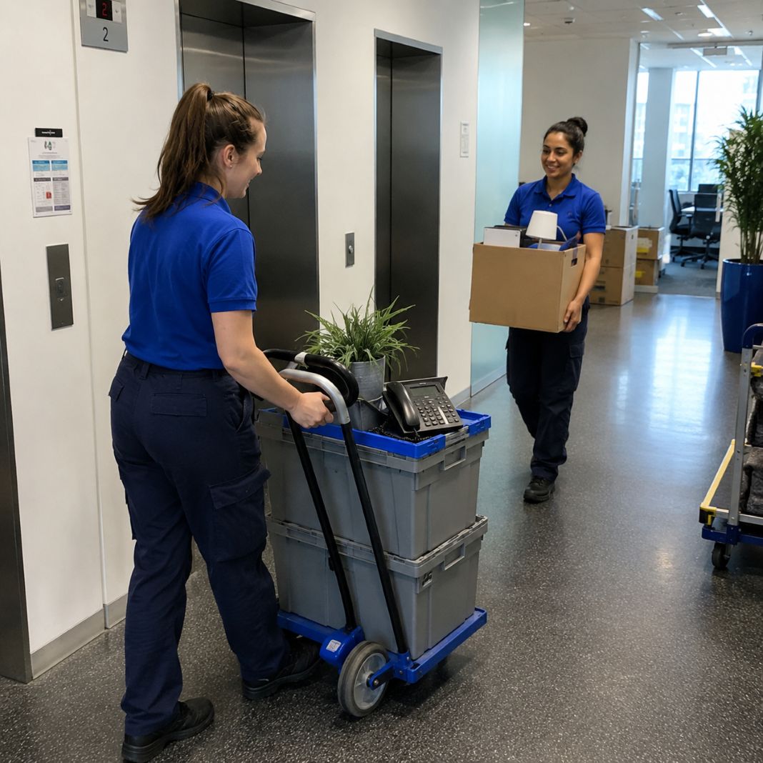 Professional office removal team loading furniture - Office Moving Services