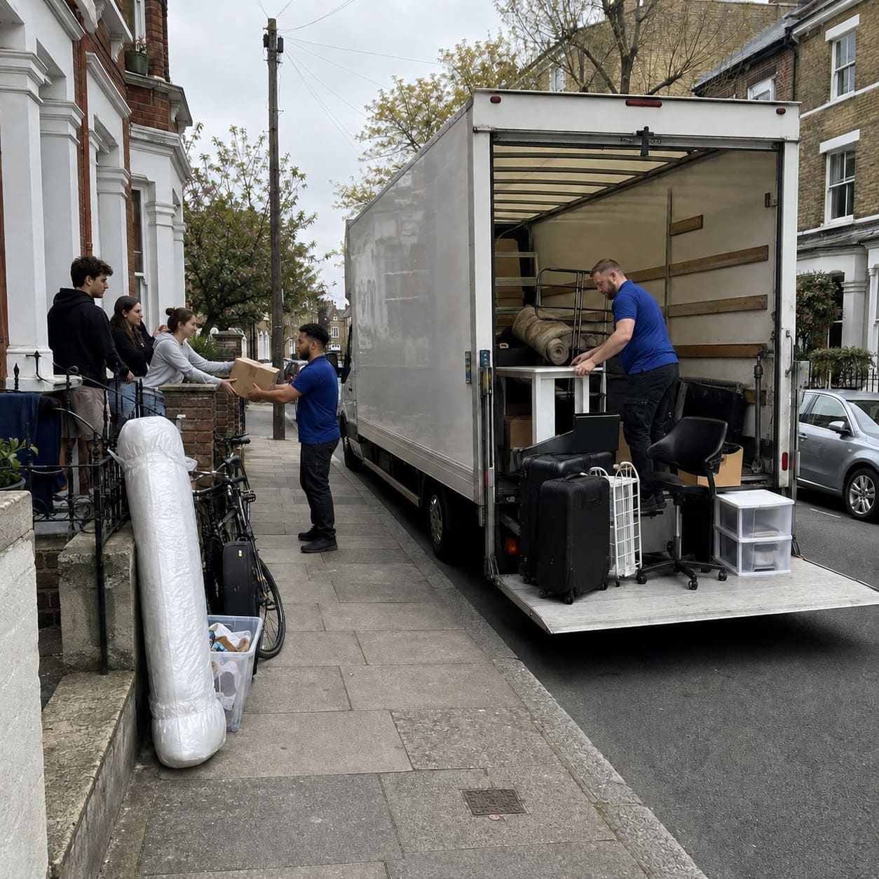Student houseshare belongings loaded into Luton removal van